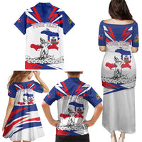 Personalized Haiti Heritage Month Family Matching Puletasi and Hawaiian Shirt Negre Marron With Hibiscus