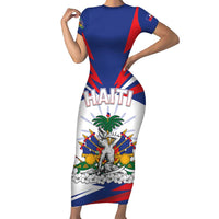 Personalized Haiti Heritage Month Family Matching Short Sleeve Bodycon Dress and Hawaiian Shirt Negre Marron With Hibiscus