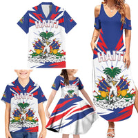 Personalized Haiti Heritage Month Family Matching Summer Maxi Dress and Hawaiian Shirt Negre Marron With Hibiscus