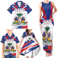Personalized Haiti Heritage Month Family Matching Tank Maxi Dress and Hawaiian Shirt Negre Marron With Hibiscus