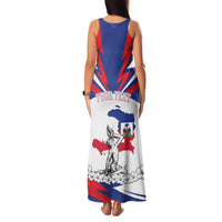 Personalized Haiti Heritage Month Family Matching Tank Maxi Dress and Hawaiian Shirt Negre Marron With Hibiscus