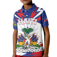 Personalized Haiti Heritage Month Kid Polo Shirt Negre Marron With Hibiscus