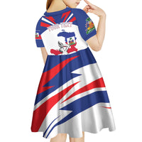 Personalized Haiti Heritage Month Kid Short Sleeve Dress Negre Marron With Hibiscus