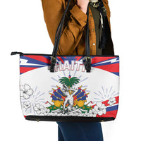 Haiti Heritage Month Leather Tote Bag Negre Marron With Hibiscus