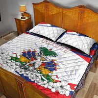 Haiti Heritage Month Quilt Bed Set Negre Marron With Hibiscus