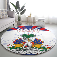 Haiti Heritage Month Round Carpet Negre Marron With Hibiscus