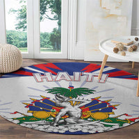 Haiti Heritage Month Round Carpet Negre Marron With Hibiscus