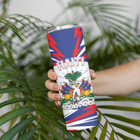 Personalized Haiti Heritage Month Skinny Tumbler Negre Marron With Hibiscus