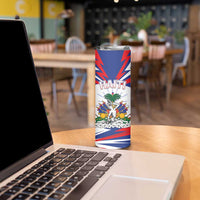Personalized Haiti Heritage Month Skinny Tumbler Negre Marron With Hibiscus
