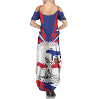 Personalized Haiti Heritage Month Summer Maxi Dress Negre Marron With Hibiscus