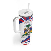 Personalized Haiti Heritage Month Tumbler With Handle Negre Marron With Hibiscus