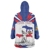 Personalized Haiti Heritage Month Wearable Blanket Hoodie Negre Marron With Hibiscus