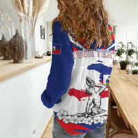 Personalized Haiti Heritage Month Women Casual Shirt Negre Marron With Hibiscus