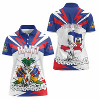 Personalized Haiti Heritage Month Women Polo Shirt Negre Marron With Hibiscus