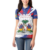 Personalized Haiti Heritage Month Women Polo Shirt Negre Marron With Hibiscus