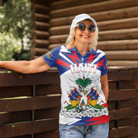 Personalized Haiti Heritage Month Women Polo Shirt Negre Marron With Hibiscus