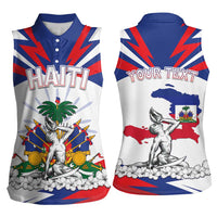 Personalized Haiti Heritage Month Women Sleeveless Polo Shirt Negre Marron With Hibiscus