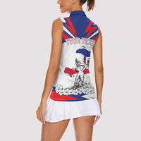 Personalized Haiti Heritage Month Women Sleeveless Polo Shirt Negre Marron With Hibiscus