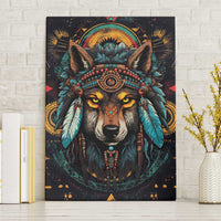 Native American Wolf Canvas Wall Art Abstract Geometric Style