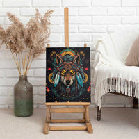Native American Wolf Canvas Wall Art Abstract Geometric Style