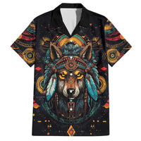 Native American Wolf Family Matching Short Sleeve Bodycon Dress and Hawaiian Shirt Abstract Geometric Style