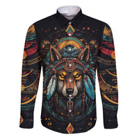 Native American Wolf Family Matching Short Sleeve Bodycon Dress and Hawaiian Shirt Abstract Geometric Style