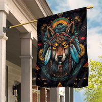 Native American Wolf Garden Flag Abstract Geometric Style