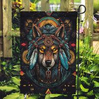 Native American Wolf Garden Flag Abstract Geometric Style