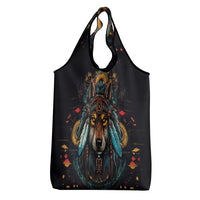 Native American Wolf Grocery Bag Abstract Geometric Style