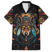 Native American Wolf Hawaiian Shirt Abstract Geometric Style