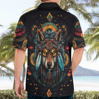 Native American Wolf Hawaiian Shirt Abstract Geometric Style