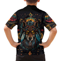 Native American Wolf Hawaiian Shirt Abstract Geometric Style