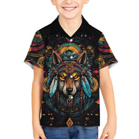 Native American Wolf Kid Hawaiian Shirt Abstract Geometric Style