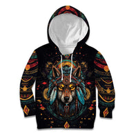 Native American Wolf Kid Hoodie Abstract Geometric Style