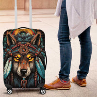Native American Wolf Luggage Cover Abstract Geometric Style