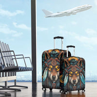 Native American Wolf Luggage Cover Abstract Geometric Style
