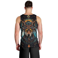 Native American Wolf Men Tank Top Abstract Geometric Style