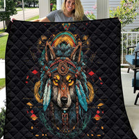 Native American Wolf Quilt Abstract Geometric Style