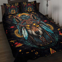 Native American Wolf Quilt Bed Set Abstract Geometric Style