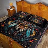 Native American Wolf Quilt Bed Set Abstract Geometric Style