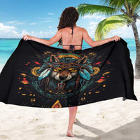 Native American Wolf Sarong Abstract Geometric Style