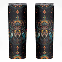 Native American Wolf Skinny Tumbler Abstract Geometric Style