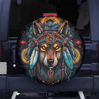 Native American Wolf Spare Tire Cover Abstract Geometric Style