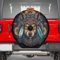 Native American Wolf Spare Tire Cover Abstract Geometric Style