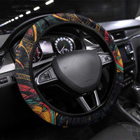 Native American Wolf Steering Wheel Cover Abstract Geometric Style