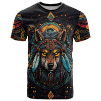 Native American Wolf T Shirt Abstract Geometric Style