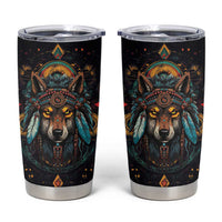 Native American Wolf Tumbler Cup Abstract Geometric Style