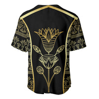 Egypt The Lotus Baseball Jersey Gold Bloom Hieroglyphic Patterns