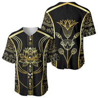Egypt The Lotus Baseball Jersey Gold Bloom Hieroglyphic Patterns