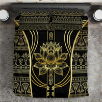 Egypt The Lotus Bedding Set Gold Bloom Hieroglyphic Patterns